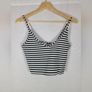 Sunday Best aritzia- White and black striped crop top- Size medium womens